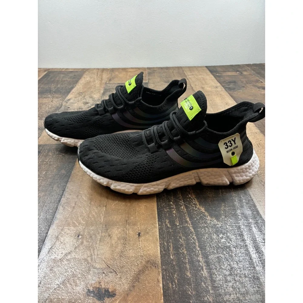 33Y Fashion Sport New Knit Sneakers Mens 42 Black Neon Green Athletic Shoes